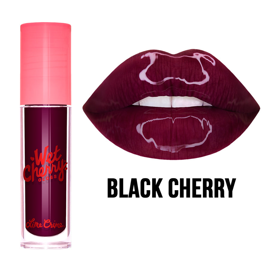 Lime Crime Wet Cherry Lip Gloss สี Black Cherry (Deep Black Red) ไลม์ คราม ลิปกลอส