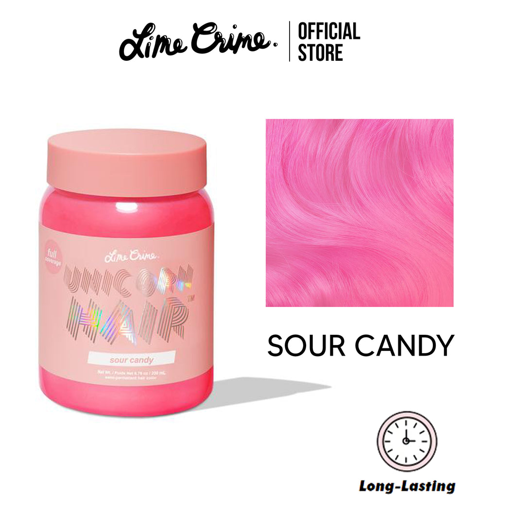 Lime Crime Unicorn Hair สี Sour Candy (True Bright Pink) รุ่น Full Coverage ไลม์ คราม ครีมย้อมสีผม
