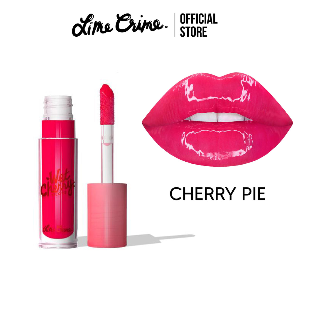 Lime Crime Wet Cherry Lip Gloss สี Cherry Pie (Bright Pink Red) ไลม์ คราม ลิปกลอส